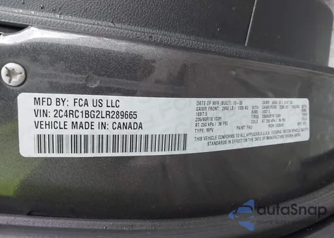 2020 Chrysler Pacifica Touring L из США, поврежденный, VIN 2C4RC1BG2LR289665